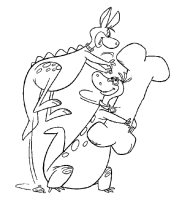 A coloring page of the flintstones